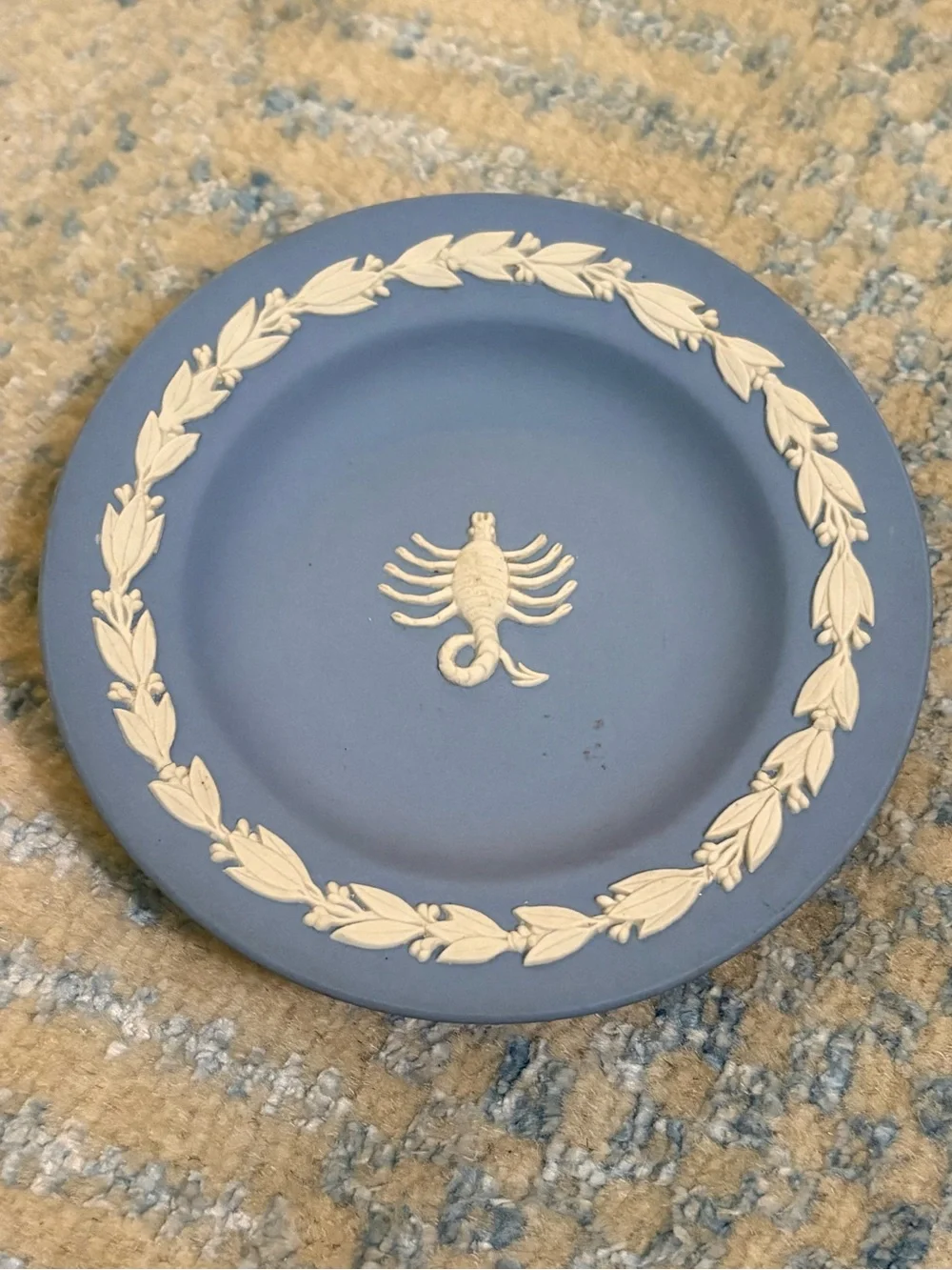 Wedgwood Blue and White Jasperware Plate with Scorpion Motif